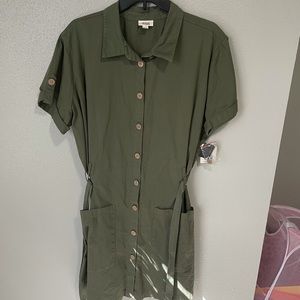 Olive Green Button Up Dress